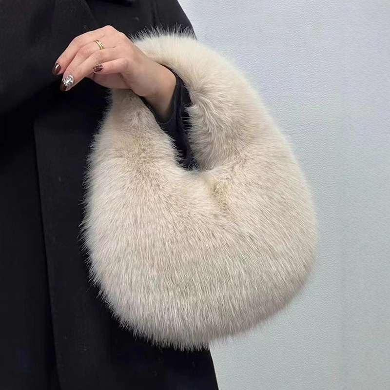 Fashion Soft Plush Half Moon B - Luxury Bags Tote 评论和价格